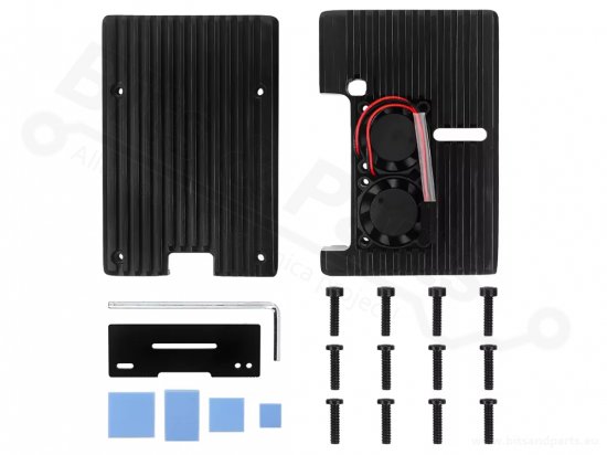 Raspberry Pi 4B Aluminum Case Black with 2 fans